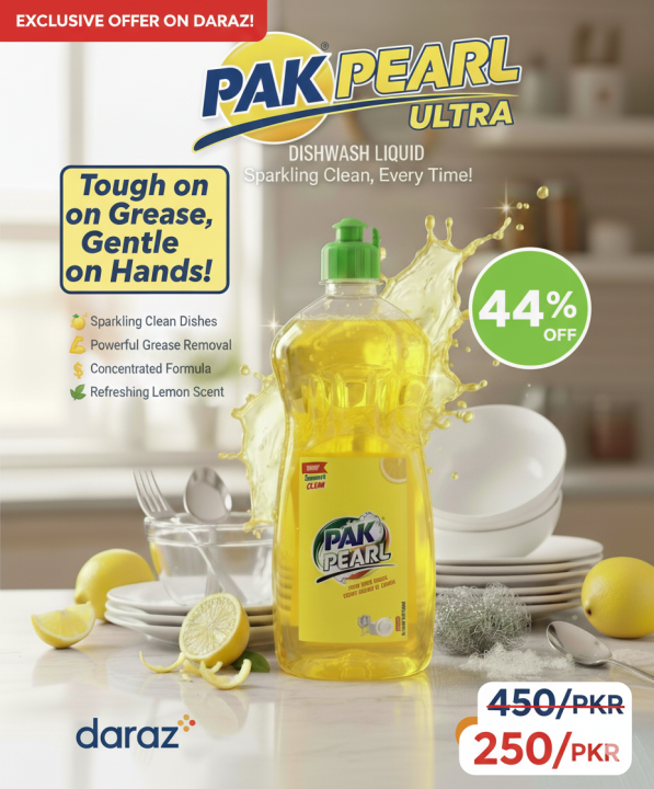 PAK-PEARL Ultra Lemon Dishwash 500ml - Yellow