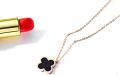 Black Color Pendant   Lucky Four Leaf Clover Necklaces for girls. 