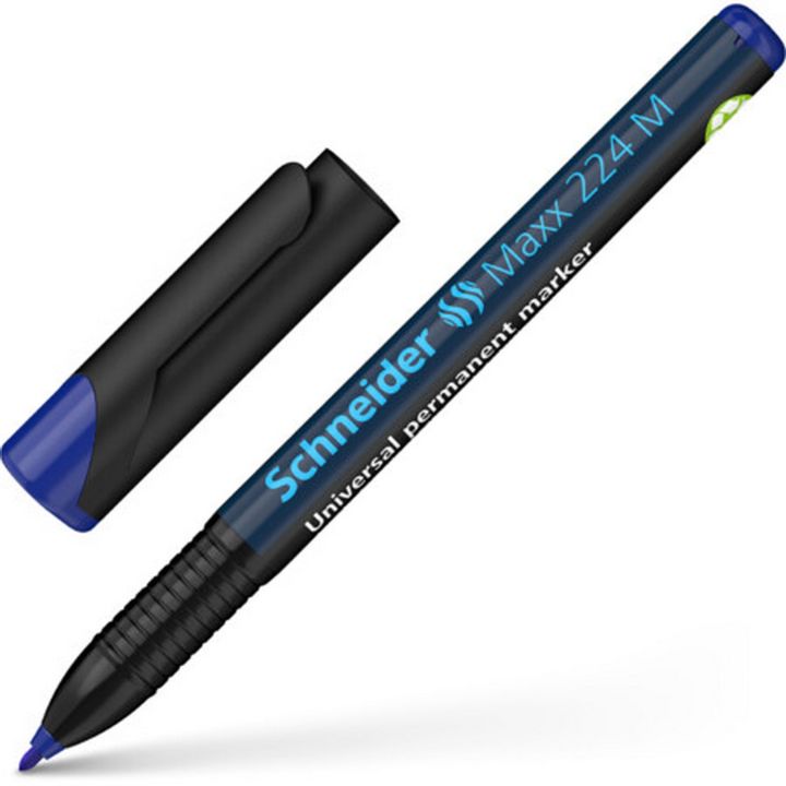 Schneider Maxx 224M - 1.0 mm Medium Tip - Permanent Universal Marker (Made in Germany) Quick Drying - Light & Water Resistant - Low Odor - Writes on Multiple Surfaces - OHP Marker - Schneider Permanent Marker