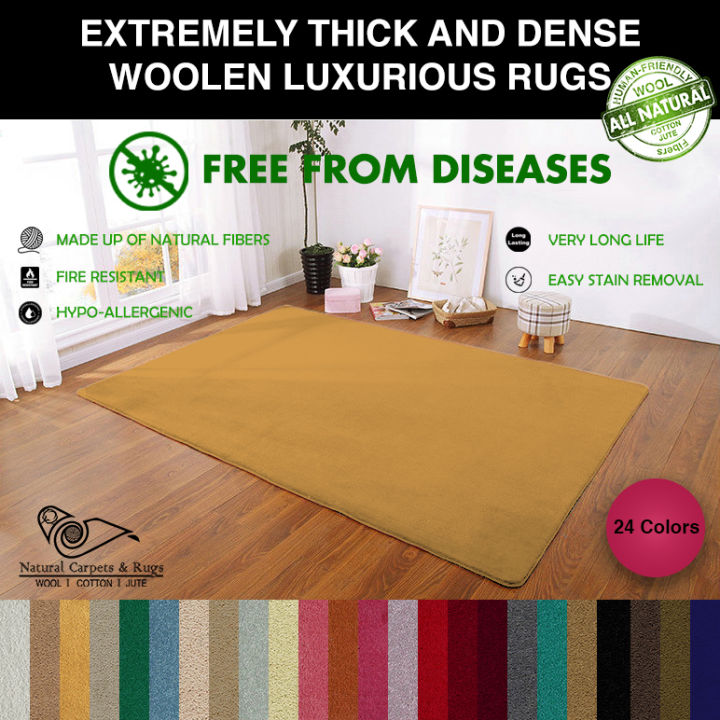 Natural Woolen Carpets and Rugs made of pure Wool for Living Room Rug, Dimension 3'3'' x 5' / 4'4'' x 6' / 6'6'' x 9'