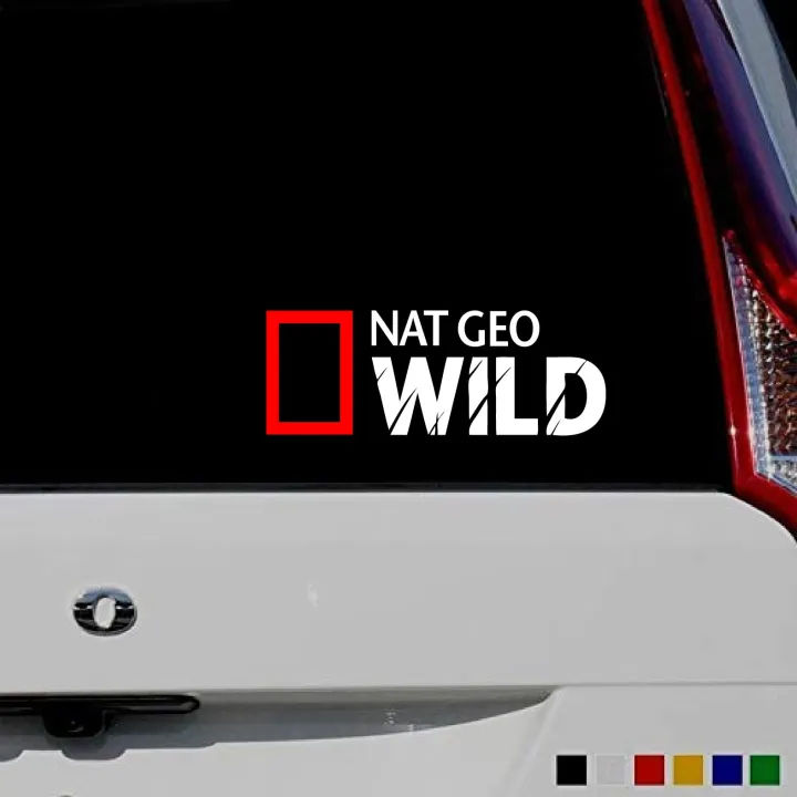NAT Geo Wild National Geographic Car Stickers Exterior Decorative Sporty Vinyl Decal Sticker for Sides Hoods Bumper Bonnet Rear (Multi 2)