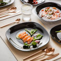 Black  Melamine Serving plate 1 pcs  , Party Snack or Salad ,rice plate, (7.3 inch Black)  Upturn Square black Plate. 