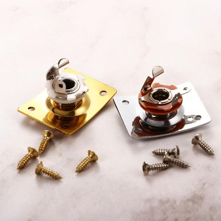 Jack English Instrument Metal /4 (6.35mm) Jack Plate & Screws Guitar Replacemnet Stringed ...
