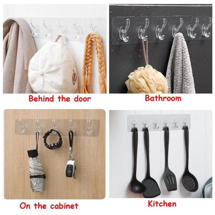 Self Adhesive Wall Mounted Strip Hook, Bathroom Towel Rail Kitchen Hanger Hooks