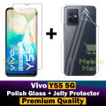 Vivo Y55 5G Tempered Glass Screen Protector + Back Hydrogel Soft Film jell Protector Sheet For Vivo Y55 5G. 
