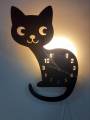 DIY 3D Cute Cat Wall Clock with 24 LED for Living Room, Kids Room, Dining Room, Home Decoration Black. 
