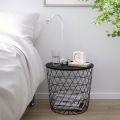 METAL WIRE REMOVABLE WOOD TOP IKEA DESIGN ROUND COFFEE SIDE TABLE STORAGE BASKET / Metal Wire Round Coffee Table Side Table Storage Basket. 
