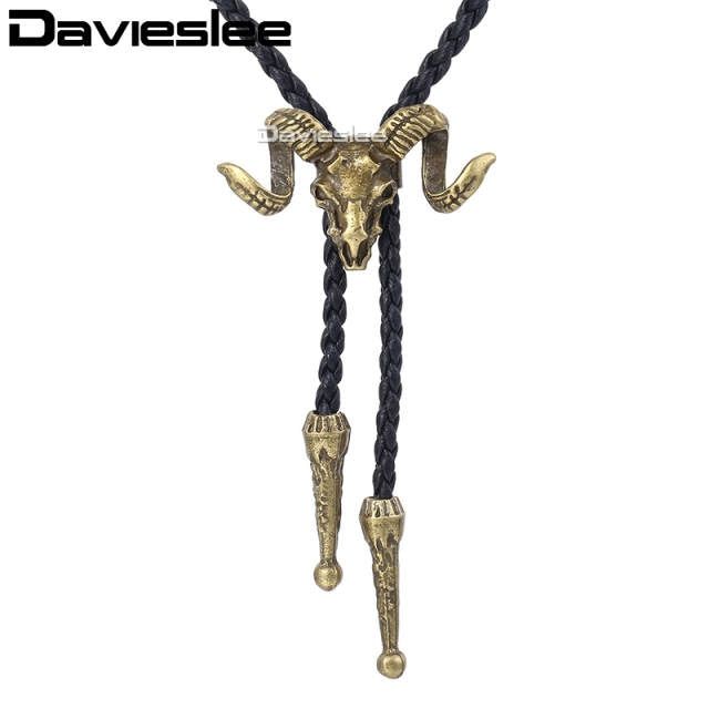 Cowboy Leather Necklace for Men Bolo Tie Flower Indian Chief Eagle Rodeo Western Manmade Leather Mens Necklaces Wholesale DUNM10
