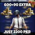600 UC PUBG MOBILE +Extra 90 UC before payment DM us. 