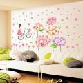 XL8215 cute flowers bicycle girl wall stickers for kids rooms nursery baby bedroom children art wall decals home decorations. 