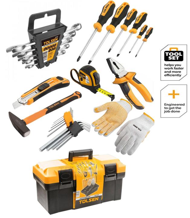 Tolsen Original Tool Box with Tool - 26 Pcs -Heavy Duty