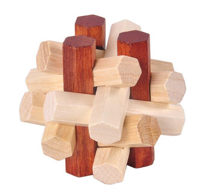 Classic Challenging 12 Parts IQ 3D Wooden Puzzle Burr Brain Teaser Game ...
