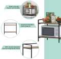 Wood & Metal Microwave Stand | Kitchen Storage Shelf | Microwave, Oven, Seasoning Dish Rack | Kitchen Organizer & Shelf (Asian Walnut & Black). 