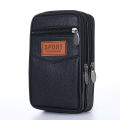 Spot fashion fanny pack masculine vertical leather coin purse large capacity multi-layer durable mobile phone pouch fanny pack. 