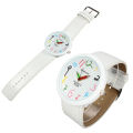 Women Big Case Pointer Soft Faux Leather Strap Quartz White Pencil Wrist Watch. 