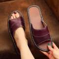 Cowhide slippers for indoor men and women Haining home slippers summer non slip cowhide sole genuine leather sandals. 