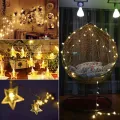 Led Star Fairy lights Battery Operated 1 String 20 Stars Each Star Size 1 Inches Warm White. 