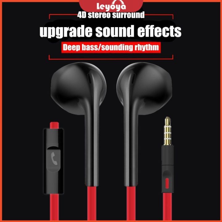 Leyoya Earphones Super 4D Bass Double Speaker Wired Earphones with Mic Sport Headset