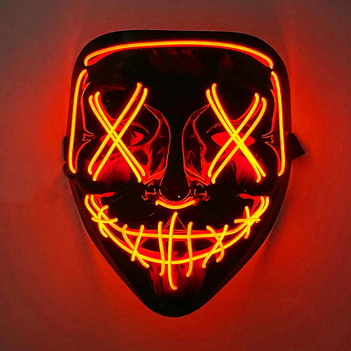 Clearance Sale Halloween Wireless Luminous LED Mask High Quality Cosplay Movie Mask Neon Light Flashing In Rave Halloween Party
