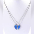 Best Friend Broken Heart with Chain - Blue. 