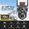15 MP =5MP+5MP+5MP  Ptz Wifi Outdoor Security  Camera Lens, 3 Screen, CCTV,Color Night Vision Auto Tracking, Waterproof15MP WiFi Camera with Three Lens Three Screen Color Night Vision PTZ Outdoor Waterproof Security IP Camera CCTV Surveillance Cam. 