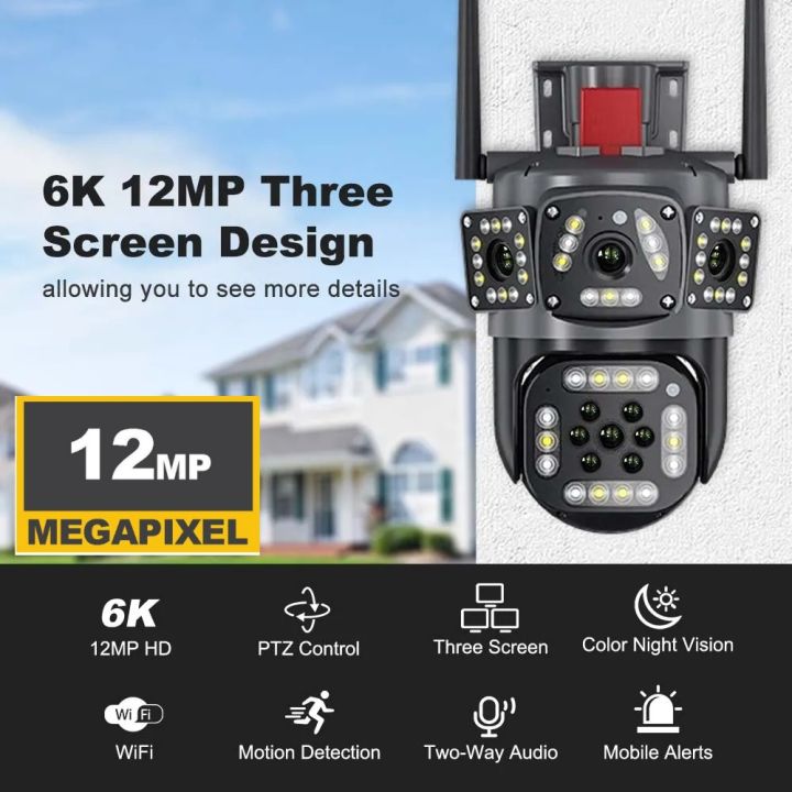 12 Mega Pixel Ultra HD PTZ Camera dome Machine Wifi Camera CCTV Camera With 3 Screen for Home Security System