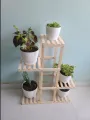 Wooden Plant Stand 2 Tier Foldable Flower Pot Display Shelf Rack Solid Wood Floor Two-layer Storage Balcony Folding Flower Stand. 