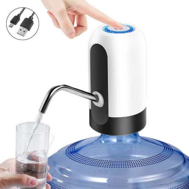 Automatic Electric Water Dispenser Pump Rechargeable Portable USB Charging Wireless Water Pump Automatic Drinking Water Dispenser Bottle Pump Auto Water Bottle Dispenser Pump - White