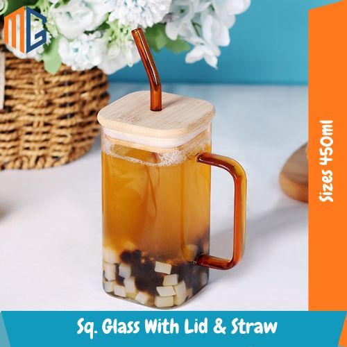 Glass Drinking Cup Compact Water Cup Soda Can Glasses Milk Mug Multi-function Juice Bottle with Handle Glass Water Bottle Soda Glass Cups Drinking Mug Bamboo Jug With Cover Travel