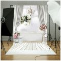 5x7FT White Curtain Backdrop Studio Flower Floor Background. 