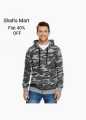 Grey Camouflage Zipper Hoodie For Men's. 