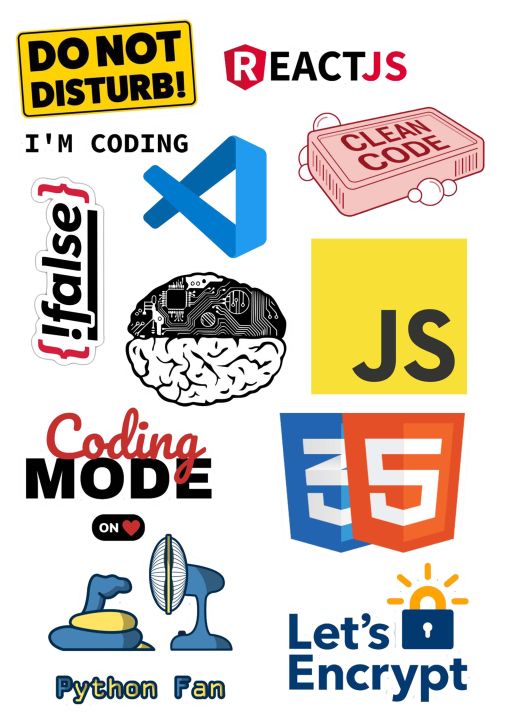 "Premium Programming Stickers Pack: 10 Assorted 3x2 Inch Decals for Laptop, Mobile, Backpack, and More - Developer, Coder, Software Engineer, Geek Gift"