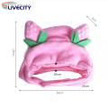 Adorable Strawberry Cat Plush Hat Soft Lightweight Pet Cosplay Headwear for Fun Photos Fastener Tape Included. 