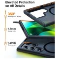 Torras Guardian Magnetic (Magsafe Compatible) Series Phone Case for Samsung Galaxy S24 Ultra – Black. 