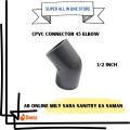 CPVC CONNECTION 45 DEGREE 1/2 | CPVC CONNECTION 45 DEGREE 3/4 | CPVC CONNECTION 45 DEGREE 1 | CPVC Connection 45 Degree Elbow 1/2 | CPVC Connection 45 Degree Elbow 3/4 | CPVC Connection 45 Degree Elbow 1 | Durable CPVC Pipe Fittings for Efficient Angled. 