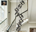 1 in 8 Multi square Lights Staircase Creativity Long Villa luxury staircase chandelier Large Pendant Lights Ceiling Light for Living Room Duplex House spiral Villa luxury staircase chandelier Black. 