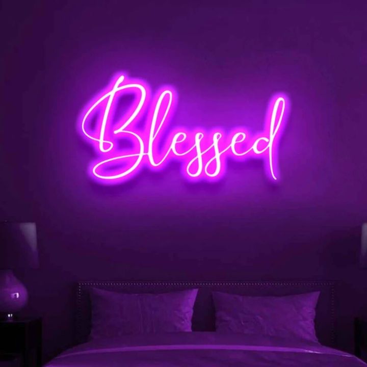 Blessed Neon Sign (BIG)  Neon lights  Neon lights for room  neon lights for room name  light  lights for decoration   lights for room decoration  Wall Decoration items  Wall Decoration items for home  Neon light  Neon Walls