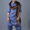 Brown Baghdadi Iraqi Style 4 Border Chadder / Shawl / Dastaar For Men SHL-182-7. 