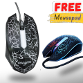 Free Mouse Pad with 7 Buttons Original  Mechanical Wired Gaming Mouse RGB with 4-Levels DPI Control - 7 Light Wired USB Optical Mouse with Side Buttons - Mouse with Free Mousepad  for PC, Laptop, Computer, Gaming, Pubg Mobile By Panorama. 