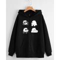 New Black 4 Bears Printed Hoodie Zipper For Girls and Women. 