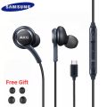 AKG Samsung Handsfree - USB C Type Jack - 100% Original AKG Handsfree with microphone , High Quality Deep Bass / Sound - Samsung Earphones - Headphones. 