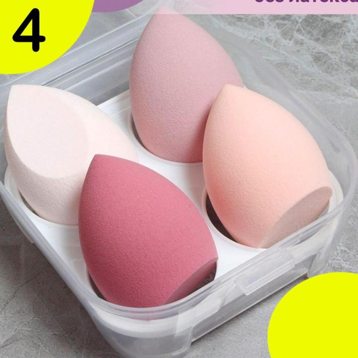 4pcs Makeup Blender Cosmetic Puff Makeup Sponge with Storage Box, Foundation Powder Sponge Beauty Tool Women Makeup Accessories