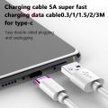 Charging cable 5A super fast charging data cable 0.3/1/1.5/2/3M for type-c Mobile Phone Cables. 