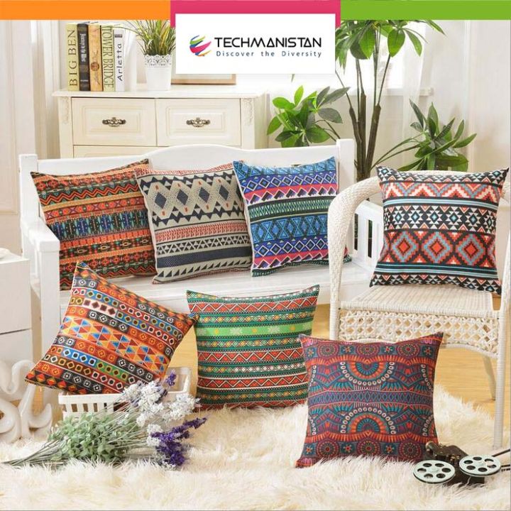 Techmanistan%20Pack%20Of%209%20Ethnic%20Design%20African%20Geometric%20Cushions%20Without%20Filling,%20Printed%20Cushion%20Covers%20For%20Sofa,%20Fancy%20-%20Image%203