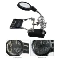 TE 801 Welding Magnifying Glass 2 LED Auxiliary Clip Magnifier 3 In 1 Hand Soldering Solder Iron Stand Holder Station Soldering Helping Hand Soldering Stand Mobile Repairing Accessories. 