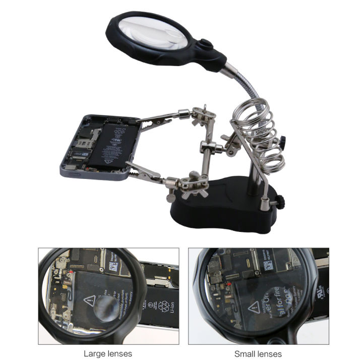 TE%20801%20Welding%20Magnifying%20Glass%202%20LED%20Auxiliary%20Clip%20Magnifier%203%20In%201%20Hand%20Soldering%20Solder%20Iron%20Stand%20Holder%20Station%20Soldering%20Helping%20Hand%20Soldering%20Stand%20Mobile%20Repairing%20Accessories%20-%20Image%205
