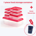 BPA-Free Stackable Plastic Food Storage Boxes, 7-Piece Thumb Lock Lunch Containers for Kitchen, Travel, Office Use. 