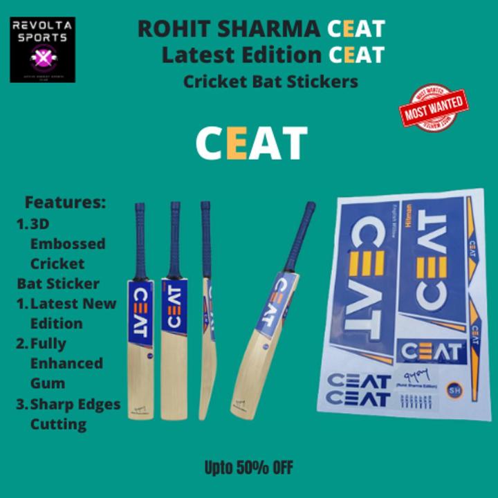 LIMITED  Edition 3D BLUE ROHIT SHARMA CEAT Edition Bat Stickers | New Version Blue Version CEAT 3D Embossed Cricket Bat Sticker | Players Edition  3D Bat Stickers
