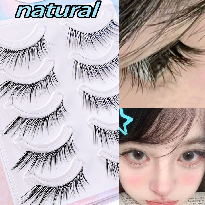 1box Of Comic Eyelash One Piece Of Hard Stem False Eyelashes Girl Group Natural Thick Eyelashes