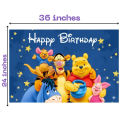 Winnie The Pooh Banner - 36 Inch By 24 Inch - Birthday Banner - Winnie The Pooh Themed Party - Blue - Unisex - Pack Of 1. 